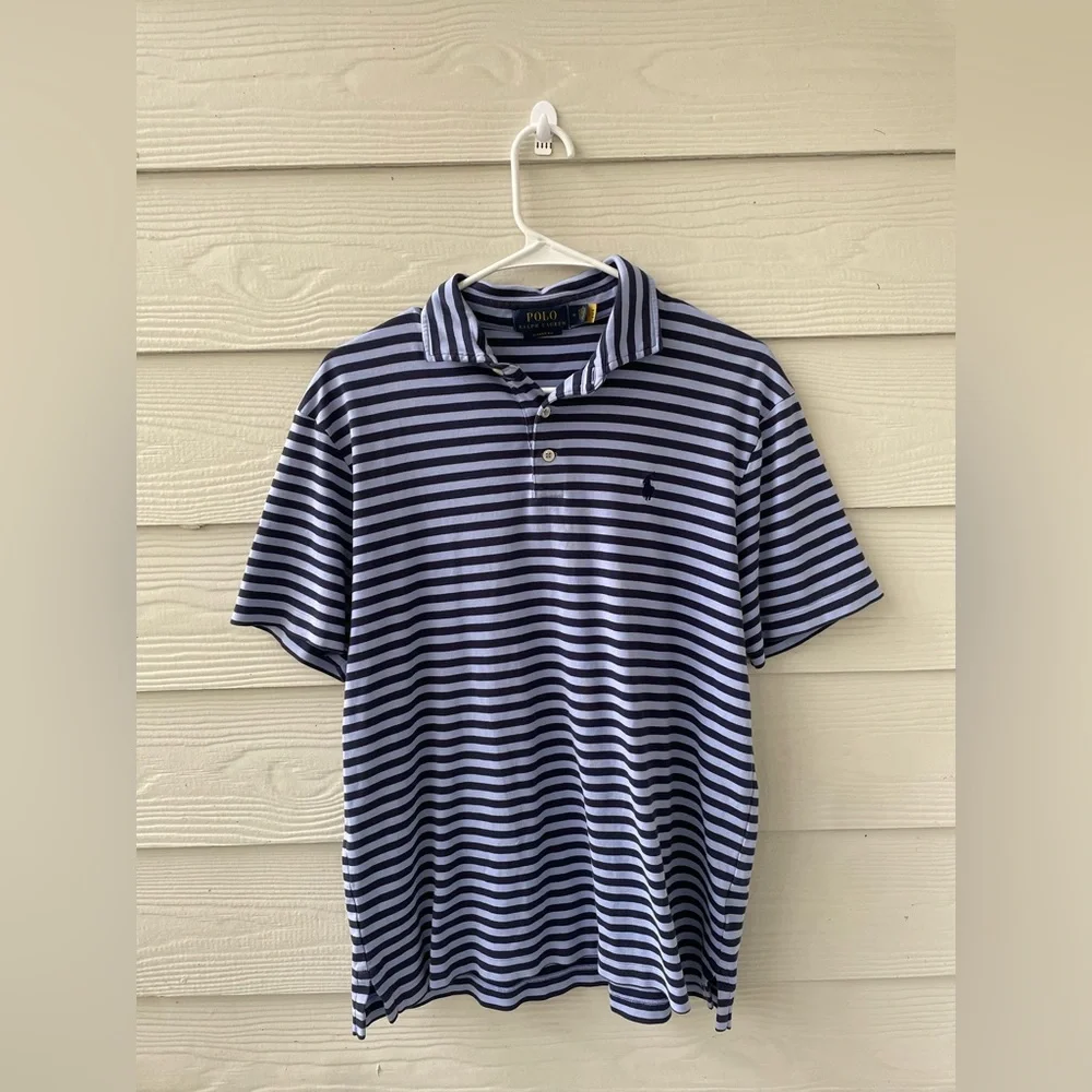 Polo Ralph Lauren Blue Striped Classic Fit Polo Shirt Men’s Size M